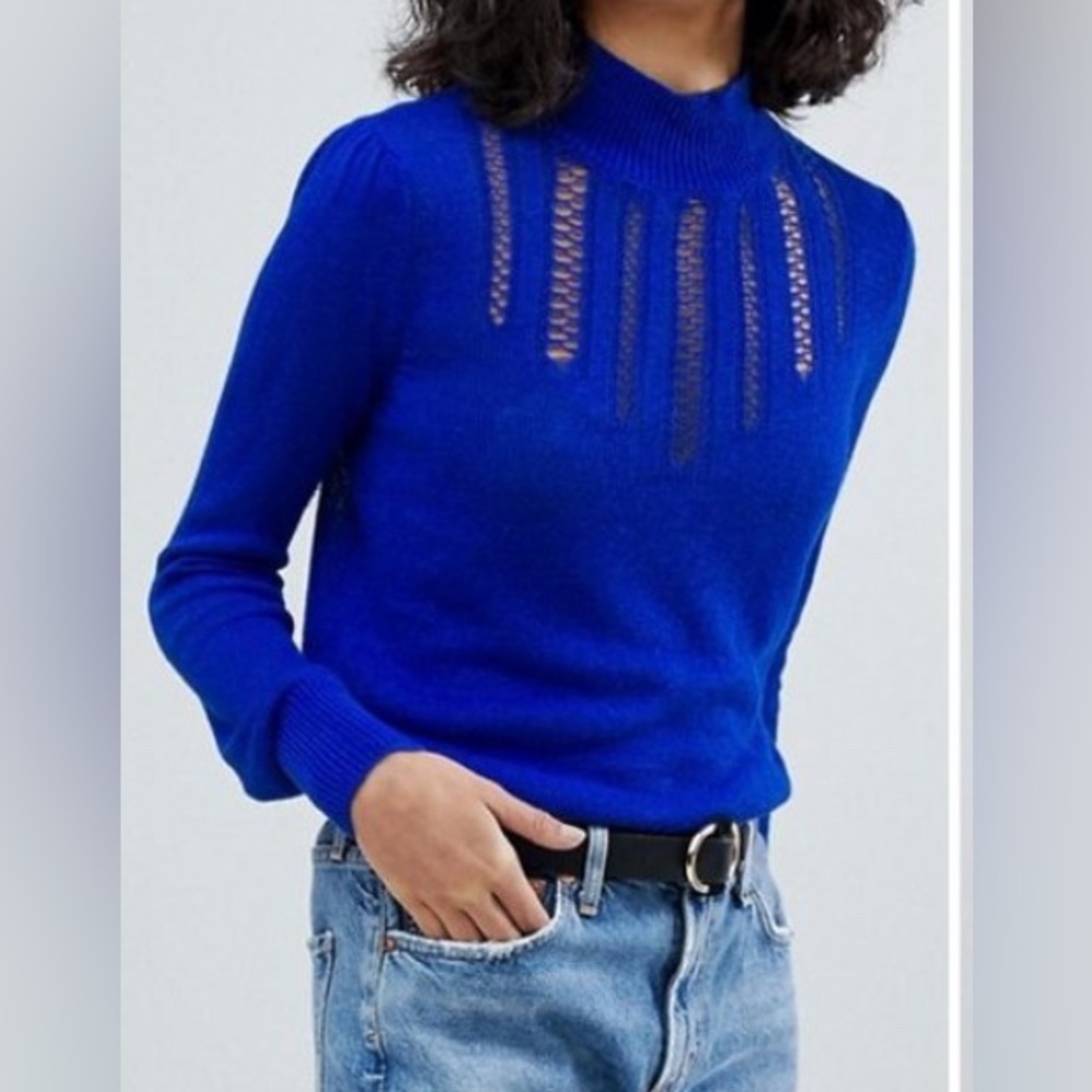 Free People Time After Time Linen Knit Blue Sweater - Size M